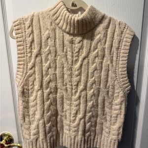 a new day Cable Knit Turtleneck Sweater Vest - Cream